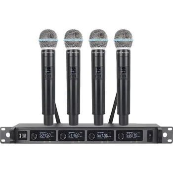 Mikrofon Profesionální Set 4kanálový Bezdrátový Mikrofon Stream Podcast Karaoke Party Stage, 50m