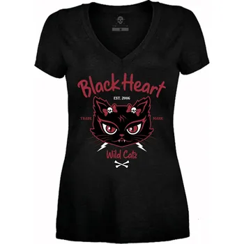 Dámské Triko BLACK HEART WILD CAT V Barva: Černá, Velikost: L
