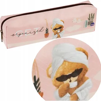 Penál Školní penál pouzdro Meshu EKO KŮŽE růžový pro dívku do školy