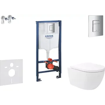 WC sada Grohe Rapid SL - Set předstěnové instalace, klozetu Oudee Vortex a sedátka softclose, tlačítko Skate Cosmopolitan, chrom SANI11BA3107