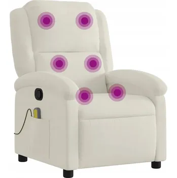 Křeslo VidaXL Rozkládací masážní křeslo, krémové, sametové
