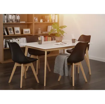 Jídelní stůl Noela Jídelní set SCANDINAVIA 150 bílý + 4x židle SCANDINO černá