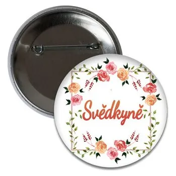 Party dekorace Placka Svědkyně - květinová 6 cm