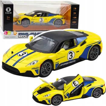 autíčko Kovové Sportovní Auto Světla Zvuky Pohon Žluté 1:22