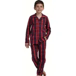 Naspani Chlapecké bavlněné pyžamo červená kostka dlouhý rukáv s