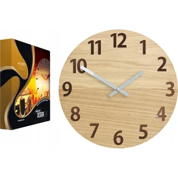 Hodiny Nástěnné hodiny dřevěné dubové akrylové Amadeusz Wood Copper Kulatý