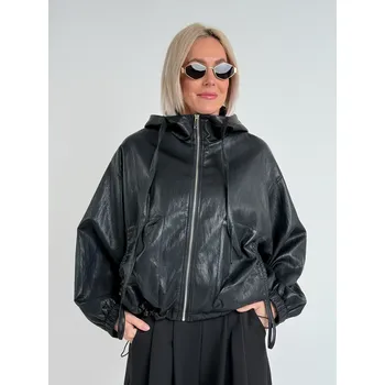 Dámská casual bunda Voga Móda Černá koženková bunda FASHION Černá, UNI S-XL