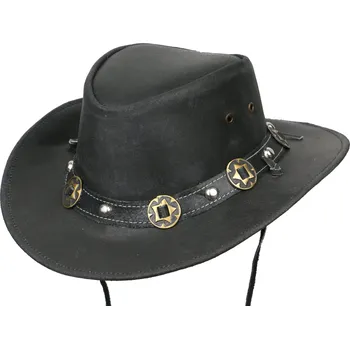 Klobouk Australský černý klobouk kožený - CONCHO SCIPPIS Velikost: 55 cm (S)