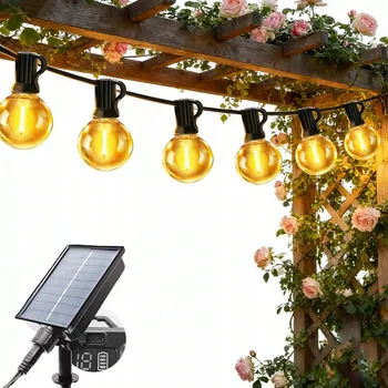 Venkovní osvětlení Solární girlanda světla, zahradní, 12 LED žárovek na balkon, 10 m, IP65