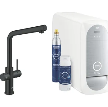 Vodovodní baterie GROHE Blue Home - Startovací sada s výpustí ve tvaru L, velvet black 31454KS1