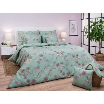 Povlečení Krepové povlečení KOMFORT Klaudie zelená 2x 70x90, 200x200