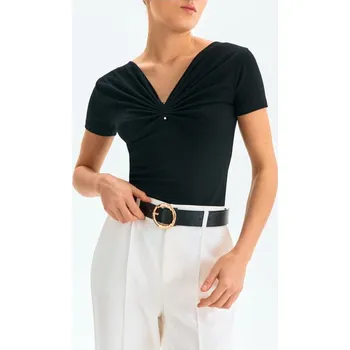 Opasek Sinsay - Pásek z imitace kůže se zlatou sponou - černá - 672IA-99X - 672IA-99X-S