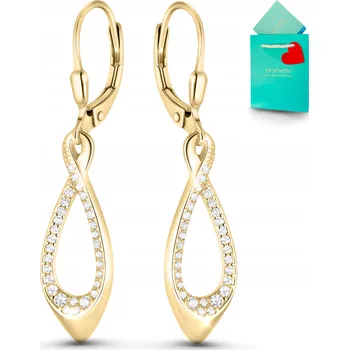 Náušnice Zlaté dlouhé visací moderní náušnice ze stříbro 925 se zirkony