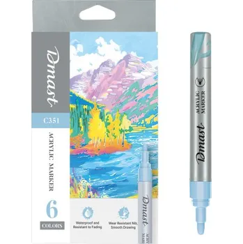 Popisovač akrylový Dmast pastel sada 6 barev DELI EC351