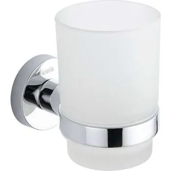 kielle Oudee Sklenka na kartáčky a pastu s držákem, matné sklo/chrom