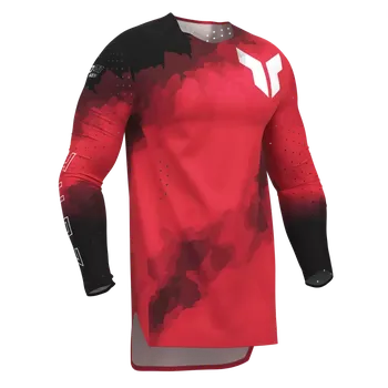 Moto dres Lehký a pružný motokrosový - enduro dres THOR SPORTMODE CARBON barva černá/červená (inovativní řada oblečení je navržena pro jezdce, kteří touží po neomezené pohyblivosti a chtějí dosáhnout maximálního výkonu)