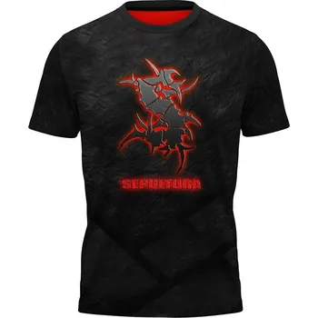 Pánské tričko sede-tricko-celopotisk-hudebni-skupina-Sepultura velikost: 6XL - šířka 70 cm, délka 79 cm