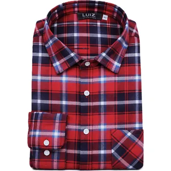 Pánská košile Flanelová košile Modern Fit - červená / modrá kostka nikolas_184 velikost: 39, délka rukávu: dlouhý rukáv