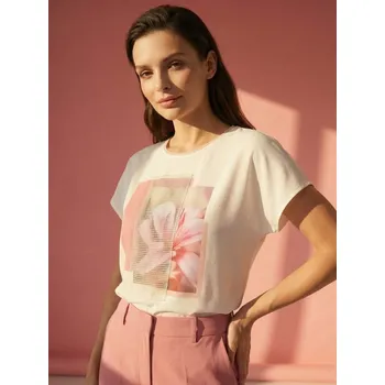 Sinsay - Bavlněná košilka s potiskem - krémová - 094HB-01X - 094HB-01X-XL