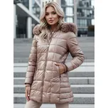 Dstreet Dámská bunda zimní prošívaná WINTERZIP s kapucí TY4567z Barva: Béžová, Velikost: M