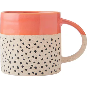 Hrnek Mikasa 390 ml oranžovo-krémový s puntíkovým dekorem, kamenina