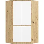Rohová šatní skříň CLP 100 cm 4D dub artisan/bílá