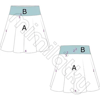 Dívčí sukně Dětský střih v el. formátu, Sukně, Ring Kids - 98/104 - 110/116 (A0) profi tisk