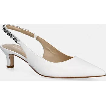 Dámské lodičky Kožené lodičky MICHAEL Michael Kors Marcia Kitten Sling Pump 40S6MCMP2L.085 bílá 00X, EUR 41