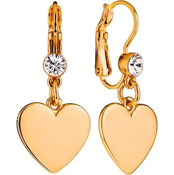 Náušnice Visací náušnice se srdíčky a krystaly Preciosa Colibra - pozlacené