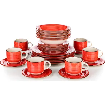 Kuchyňské náčiní Banquet Sada jídelní SPIRAL RED 30díl. keramická