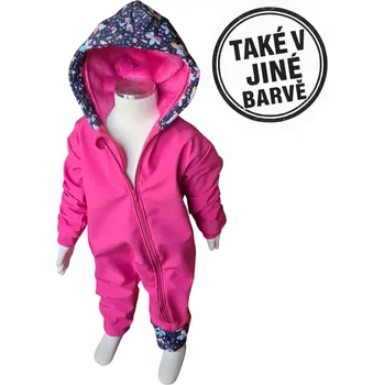Kojenecká kombinéza Dívčí softshellová kombinéza s fleecem a hřejivou kapucí, Světlušky, 3 barevné varianty (Dětská jarní / podzimní softshellová kombinéza pro děti – teplo, pohodlí a volnost pohybu)