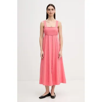 Dámské šaty Šaty s příměsí lnu Dkny DJ6D9174 oranžová 32X, vel. S