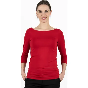 Dámská halenka Bambusový Top Lodička 3/4 Rukáv Červená Dámská Velikost: S