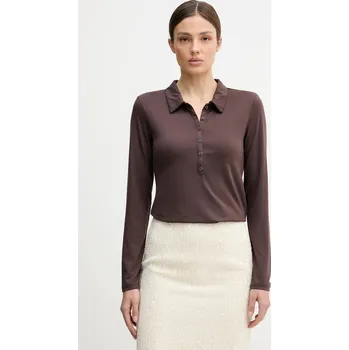 Pánské oblečení Tričko s dlouhým rukávem United Colors of Benetton 3TVRD3017 hnědá 89X, vel. M