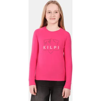 Dívčí oblečení Dívčí bavlněné tričko s dlouhým rukávem Kilpi VERATI-JG růžová 134-140