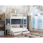 Domečková patrová postel pro 3 - Otis Barva dřeva: Bílá barva, 90x200 cm