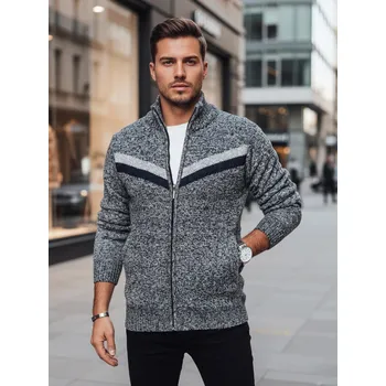 Pánský svetr Dstreet Pánský svetr na zip WX2261z Barva: Světle Šedá, Velikost: 3XL
