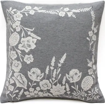 Povlak na polštářek Dekorační povlak na polštářek RETRO LUČNÍ KVÍTÍ, šedý podklad 45x45cm
