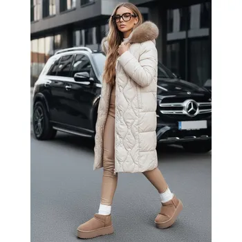 Dámská parka Dstreet Dámská bunda zimní prošívaná s kožíškem TY5509 Barva: Smetanová, Velikost: 2XL
