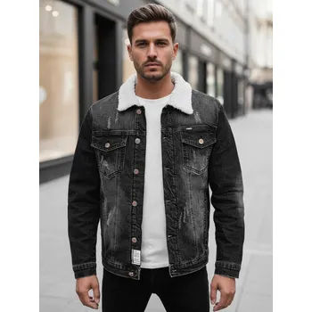 Pánské oblečení Dstreet Pánská džínová bunda izolovaná s kožichem TX4729z Barva: Tmavě Šedá, Velikost: S