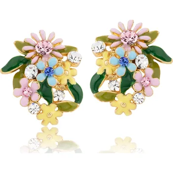 Náušnice Náušnice s barevnými květy z kolekce Blossom Colibra - pozlacené