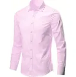 Pánská elegantní košile slim s dlouhým rukávem - Růžová 42 Barva: Růžová, Velikost: 42