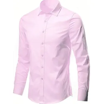 Pánská košile Pánská elegantní košile slim s dlouhým rukávem - Růžová 42 Barva: Růžová, Velikost: 42