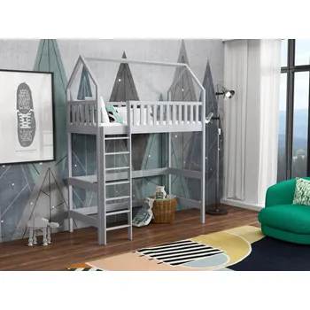 Dětská postel Domečková postel horní spaní Pablo Barva dřeva: Šedá, 80x180