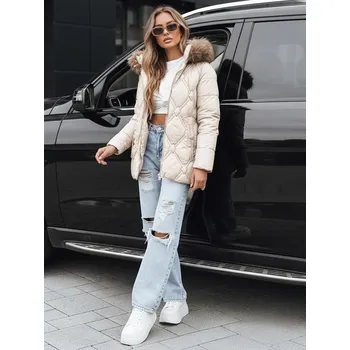 Dámská parka Dstreet Dámská bunda zimní s kožíškem TY5512 Barva: Smetanová, Velikost: L