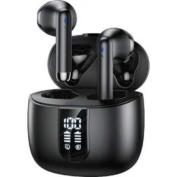 Sluchátka Yesido - Bezdrátová sluchátka do uší (TWS22) - s mikrofonem, Bluetooth V5.3, LED displej, dotykové ovládání, konstrukce do půl ucha, 400 mAh - černá