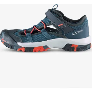 Dětská treková obuv QUECHUA Dětské turistické prodyšné boty MH 900 34/35 MODRÁ|ČERVENÁ|ŠEDÁ