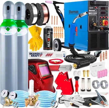 Svářečka POLOAUTOMATICKÁ SVAŘOVACÍ INVERTOR SHERMAN MIG 320Y 4R 400V 320A 4X4 HLINÍK