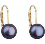 Zlaté 14 karátové náušnice visací s říční perlou 921009.3 peacock
