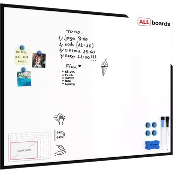 Kancelář Allboards Magnetická suchostěrná tabule bílá 120 × 90 cm – černý dřevěný rám, TM129BK